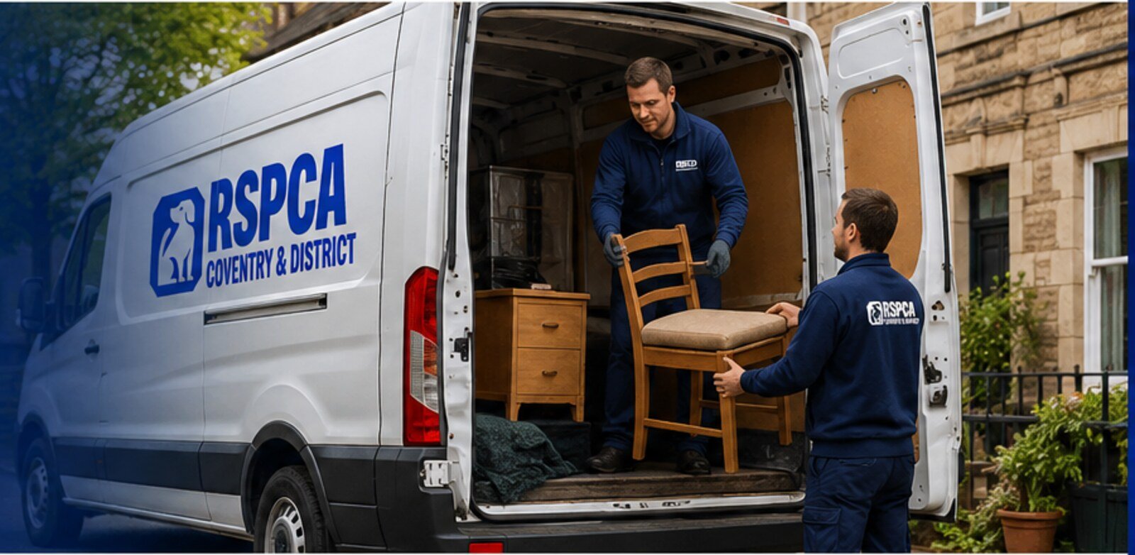 RSPCA collection team loading donated furniture into a van